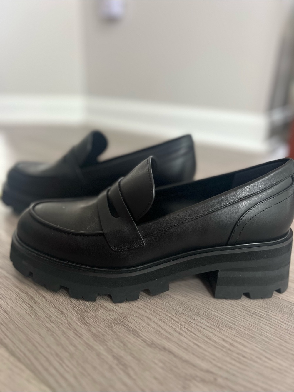 NWOB | Marc Fisher Black Chunky Lug Sole Penny Loafers, Size 9